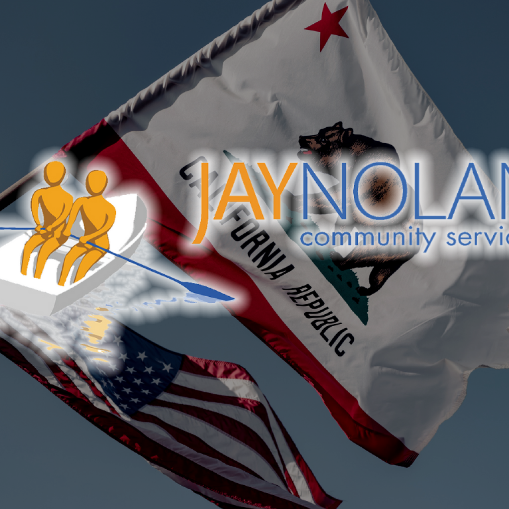 California flag with JNCCS logo overlaid