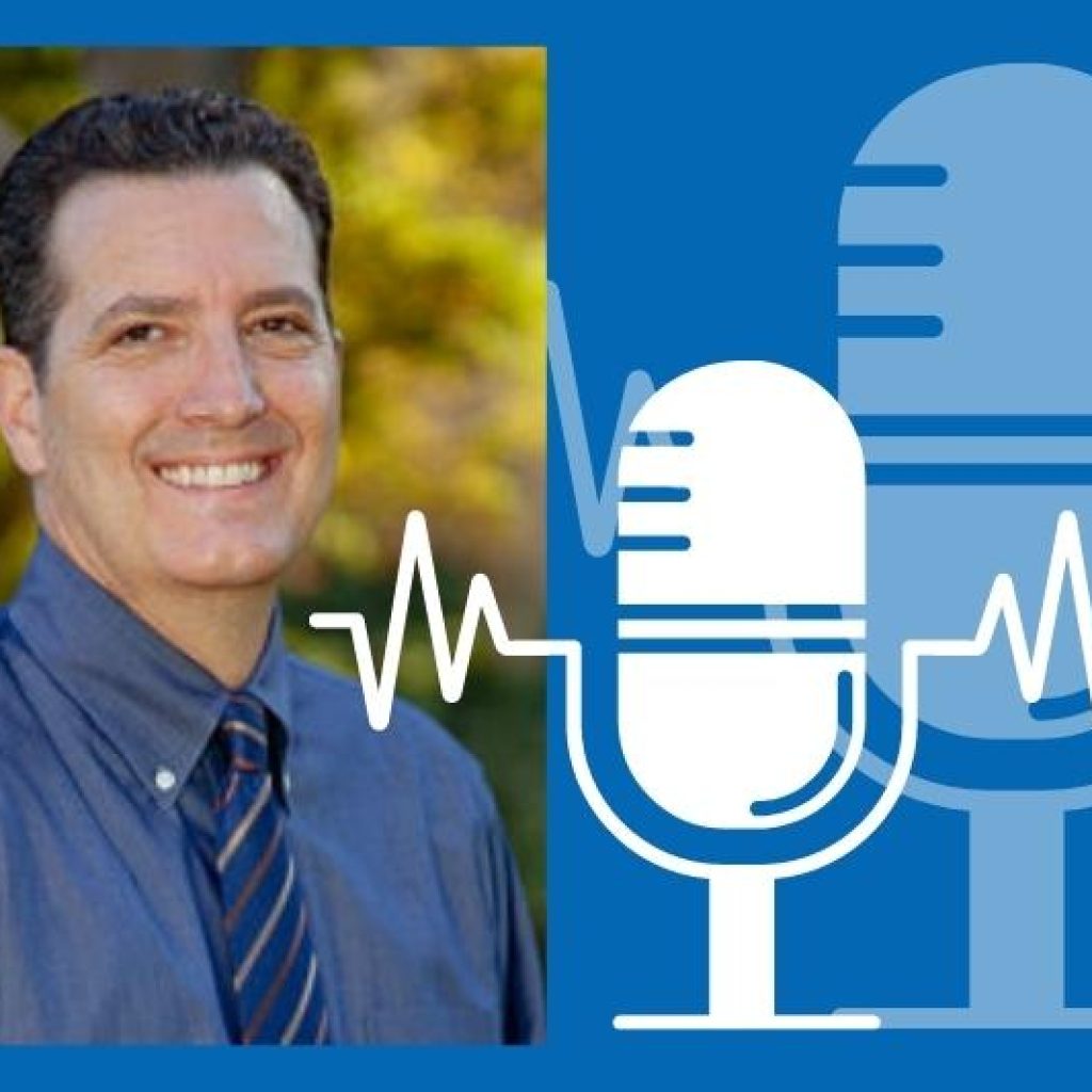 Portrait of CEO Edward Amey with microphone graphic