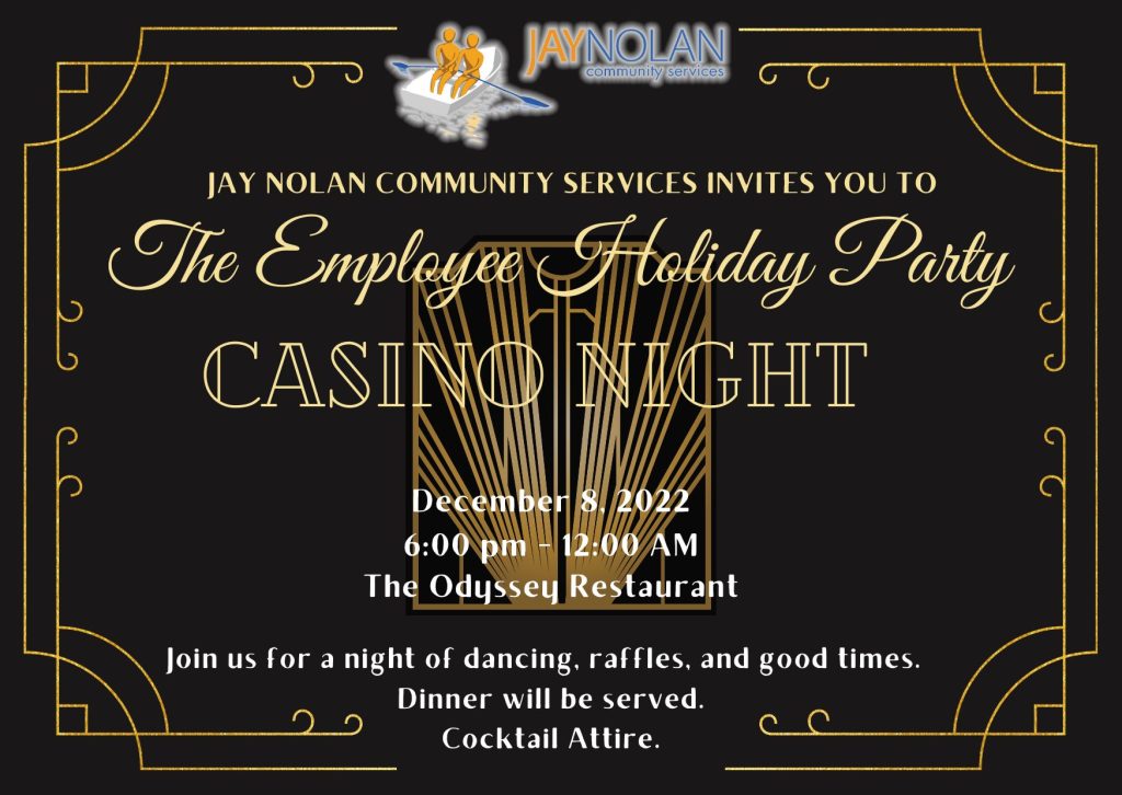 Flyer for 2022 JNCS Employee Holiday Party: Casino Night