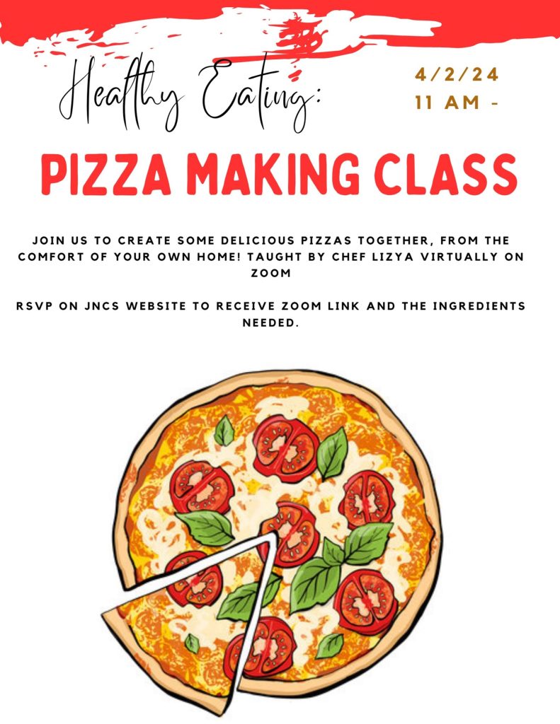 Flyer for the April 2, 2024 Healthy Eating Class, hosted by the JNCS Self-Advocacy Group