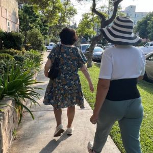 Marisol and Ilene on their walk