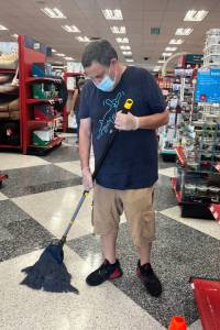 Eddie mopping