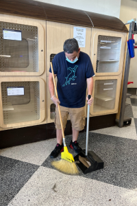 Eddie sweeping