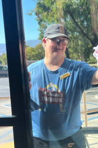 Michael washing the windows