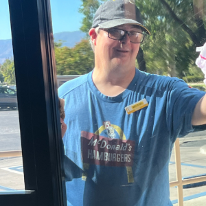 Michael washing the windows