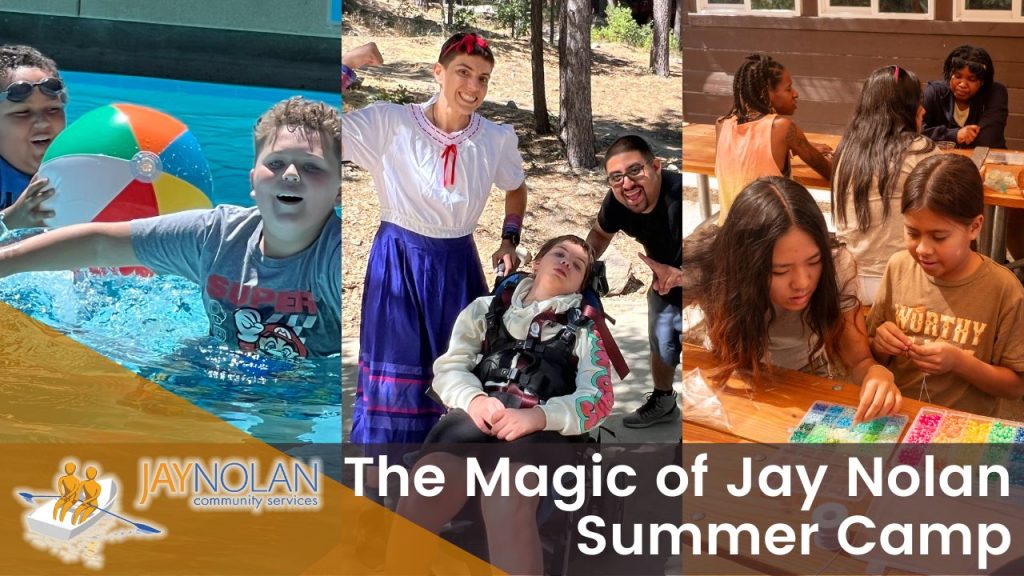 Video Thumbnail featuring Jay Nolan Camp campers doing various activities including swimming and crafts. Text reads: "The Magic of Jay Nolan Summer Camp"