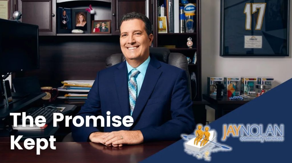 Video Thumbnail featuring CEO Edward Amey in a dark blue suit sitting at his desk. Text Reads: "The Promise Kept"