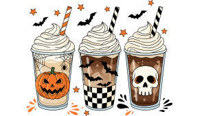 Halloween themed pumpkin spice latte and other fall drinks