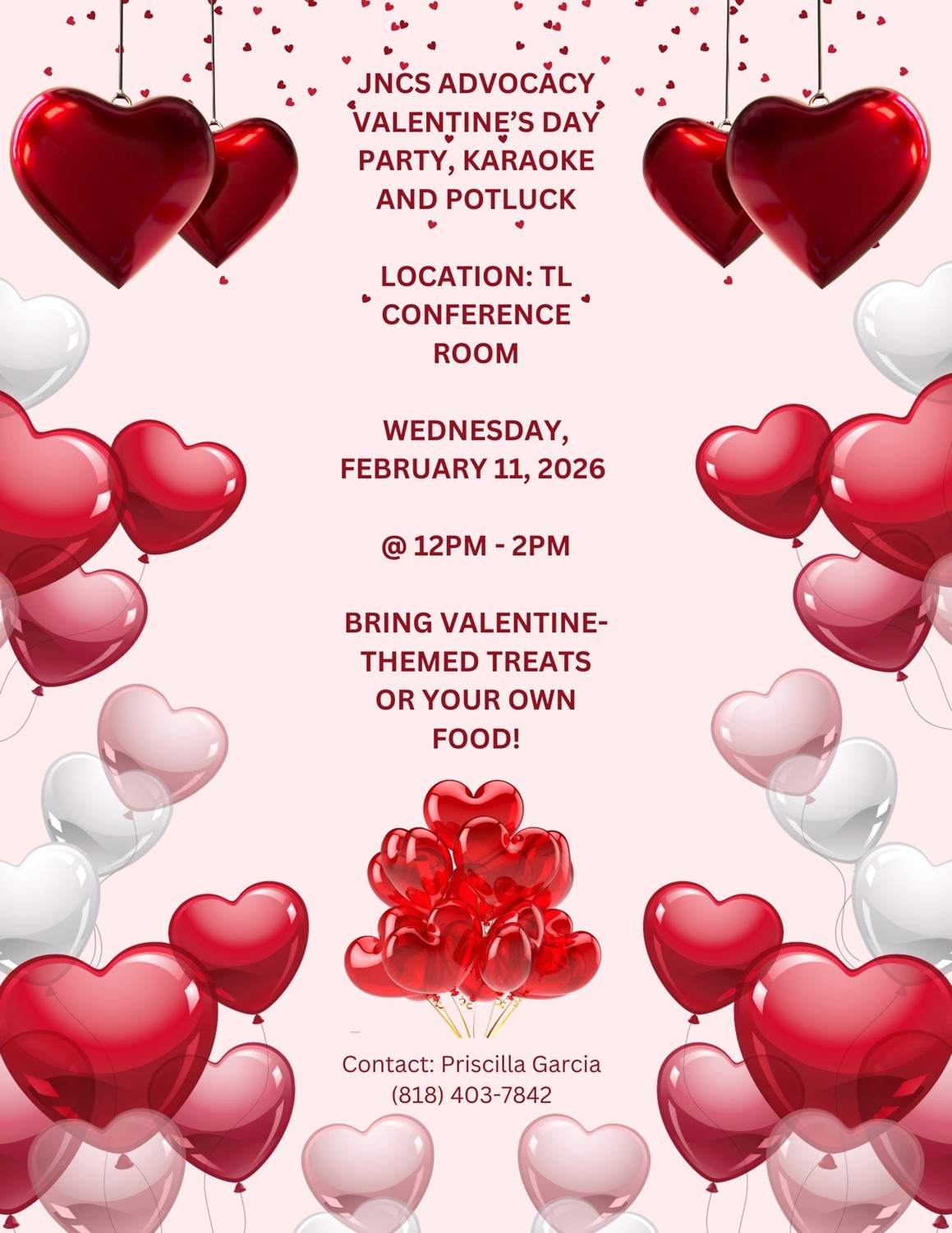 Flyer for the 2026 Valentine's Day Potluck Party