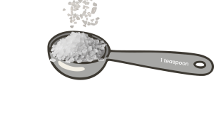 1 teaspoon measuring spoon filled with grains of salt